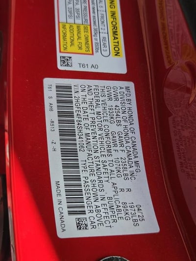 2025 Honda Civic Sedan Hybrid Sport