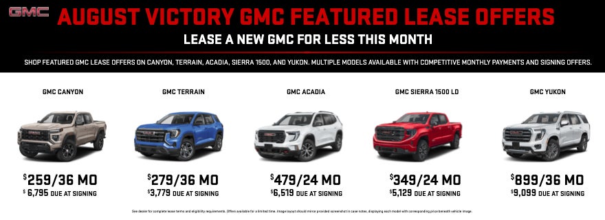 AUGUST VICTORY GMC FEATURED LEASE OFFERS
